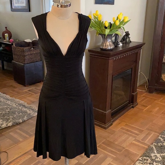NWOT BCBGMaxAzria stretchy sleeveless evening dress with beautiful ruching. - Picture 3 of 16